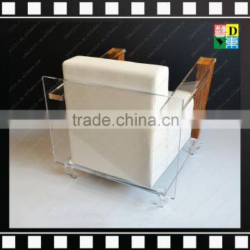 Elegant Furniture Transparent Clear Acrylic Living Room Sofa Chairs With Wood for Office photo-2