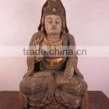 chinese antique wooden dancing buddha statu