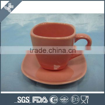 Hot selling samll coffee cup and saucer square shape without decal