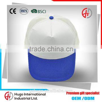 OEM Unisex 100% Cotton Curve Sandwich Promotional Blank Blue Color Outdoor Sport Baseball Mesh Cap With Plastic buckle