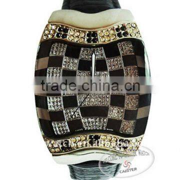 Black white strass accented Luxury watch