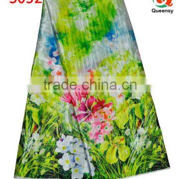 hot selling floral printed satin fabric, wholesale price beautiful design satin fabric S032