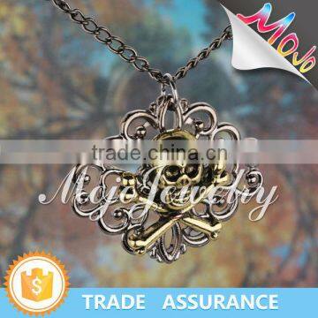 Yiwu Customized Antique Style Metal Chain Skull Charm Necklaces for Student