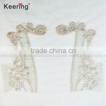 One Set Pink Beads Handmade Decorative Dress Patch for Women WDP-021 photo-6