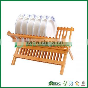 Food safety bamboo perfect draining dish rack/drainer