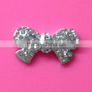 Hot selling factory price new style all rhinestones bow shape button in stock (btn-5615)