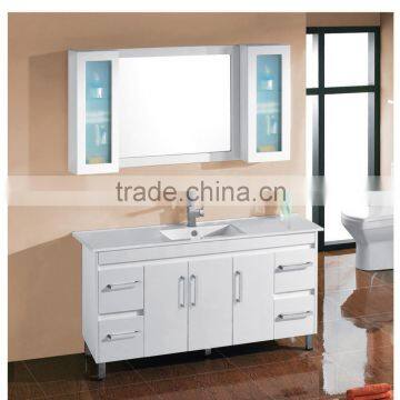 White lacquer modern white freestanding 96 inch bathroom vanity