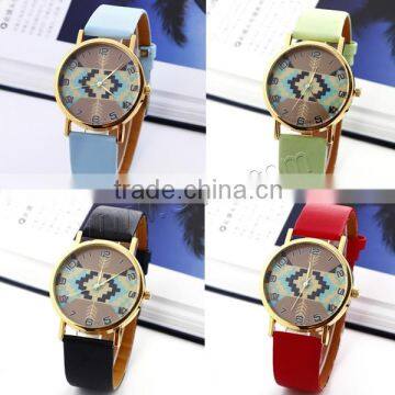 European Style Black Leather Women Wrist Watch Customized PU wrist watch oem