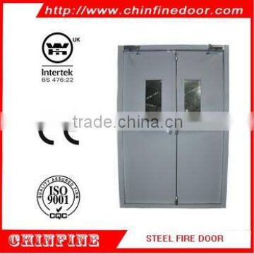 Double Steel Fire Door With Glass With BS and UL Certificate (CF-F009)