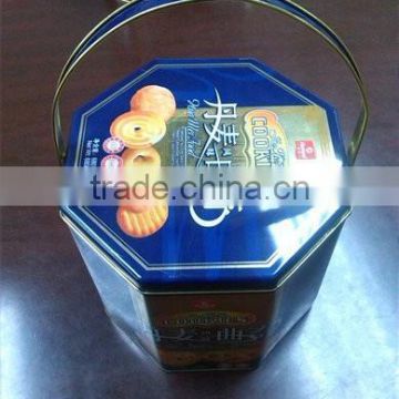 Octagon biscuit cookie tin box