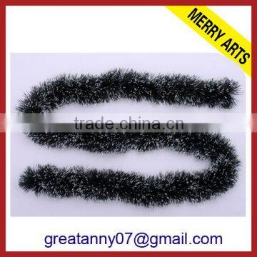 Newest christmas snow decoration black tinsel garland for 2015 wholesale