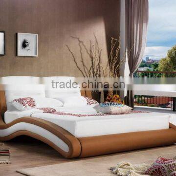 Wave shape leather bed J216