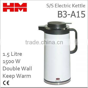 Stainless Steel Double Wall Electric Kettle B3-A15 White