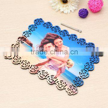 Sublimation coated wood photo frame with rose rim in China market