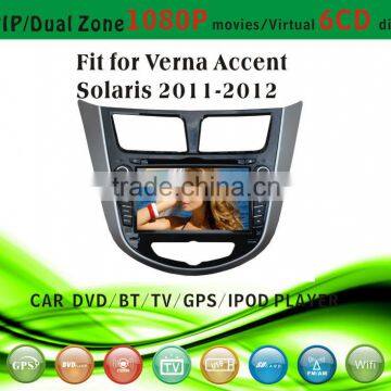 car dvd vcd cd mp3 mp4 player fit for Hyundai Verna Accent Solaris 2011 - 2012 with radio bluetooth gps tv pip dual zone