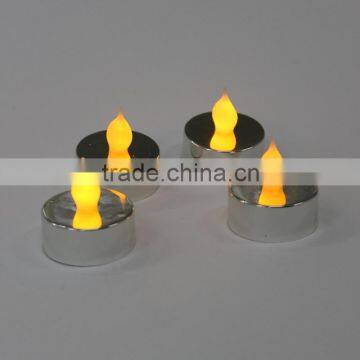 Flameless flicker flame silver electroplated electric tea light decorative led candle