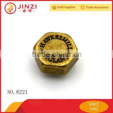 Brass/silver/gold screw rivet with metal engraved logo