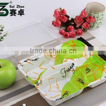 embossing 4 compartment disposable plastic take away bento box
