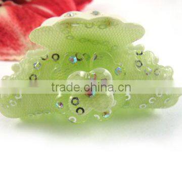 New Hair Bow Hairpin Claw Clip Green Butterfly Acryl Rhinestone photo-3