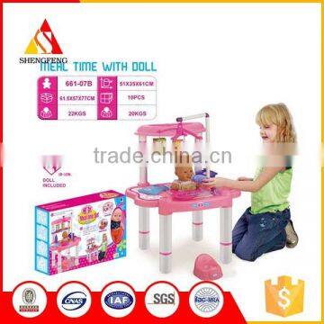 kids kitchen talbe toys with the doll baby play in the house                        
                                                Quality Choice