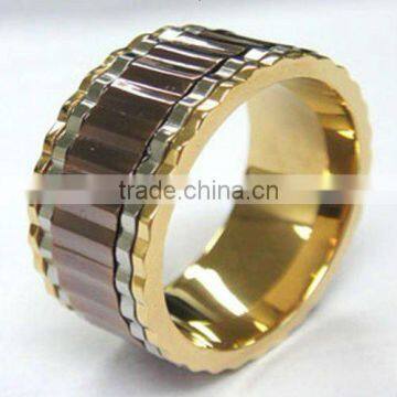 stainless steel men ring with high gold plating