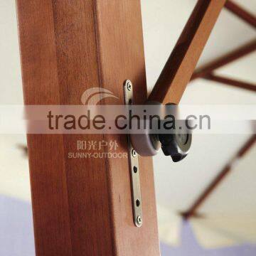 Indonesia Wood Square Side Post Umbrella Luxury Wooden Umbrella Garden Parasol Hot Sale photo-3