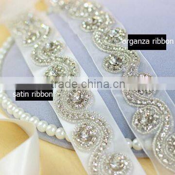 Elegant Graceful Crystal Beaded Bridal Sash Belt for Wedding Dress photo-2
