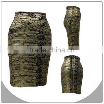 top quality black and gold color foiled bandage skirt