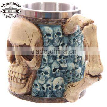 polyresin unique Skull Head Tankard with Multiple Skulls