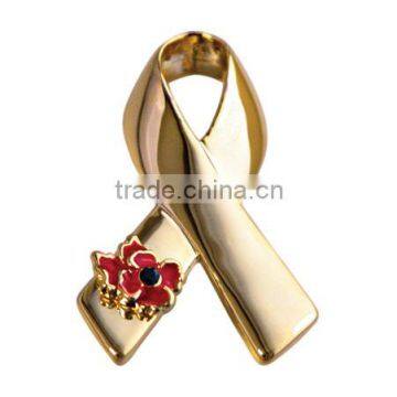 Ribbon poppy brooch pin