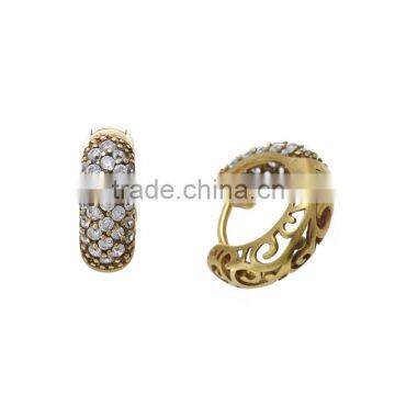 100 Pairs Elegant Hollow Design Women's Earrings Fashion Brass Round Earring Clip-on Women's Jewelry 18.6*6.5mm