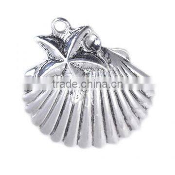 Antique Silver Shell Starfish Design Zinc Alloy Pendant For Necklace And Bracelet