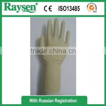 High Quality Disposable Powder-free Polymer Coating Latex Surgical Gloves from Raysen