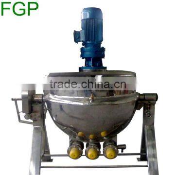 Gas tilting jacketed kettle cooking pot with agitator / jacketed kettle mixer