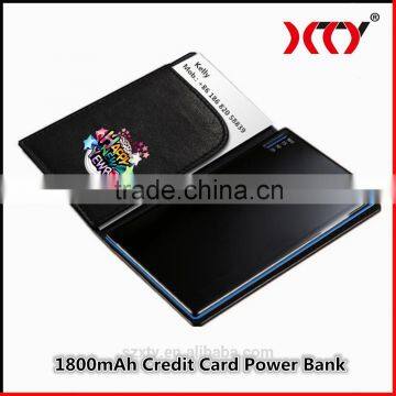 2015 new digital hot sale outdoor travel emergency credit power bank used for phone 1800mAh external mobile charger