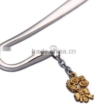 gloden flower metal clip bookmark