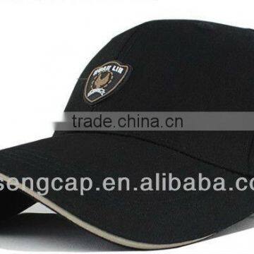 black 2D embroidery 100% cotton golf cap