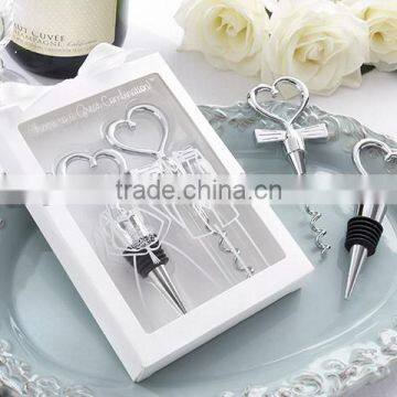 Heart Love Wind Bottle Opener + Stopper 2PCS Set Wedding Party Gift