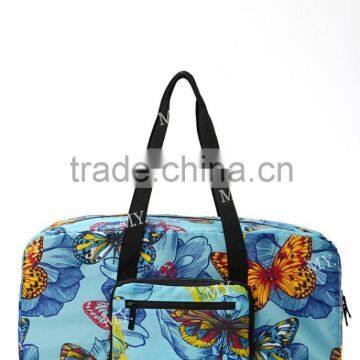 China Fashion Design Printing Cheap Polyester Foldable Luggage Travelling Bag photo-5