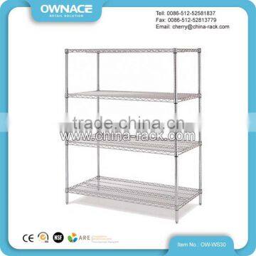 Hot Selling Adjustable 4 Tiers Chrome Steel Wire Shelving