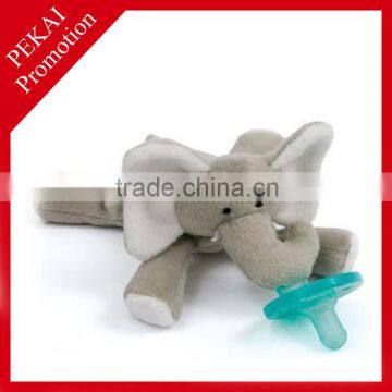 Hot sale plush elephant with silicone pacifier