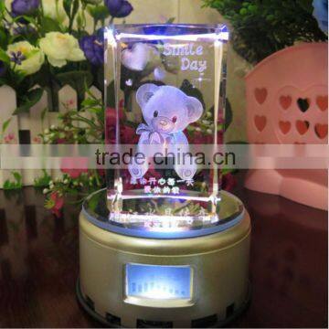 2016 Hot sale engraved house model crystal cube with bare