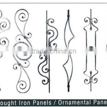 Decorative wrought iron fence rosettes, flower panels design