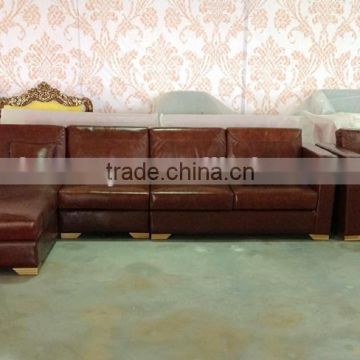 hot brown leather living room l shaped sofa