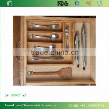 Very Simply 5 Slots Bamboo Drawer Organizer Cutlery Tray photo-3