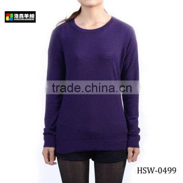 Women Purple Backless Blended Pullover, Women Cashmere Wool Blended Pullover