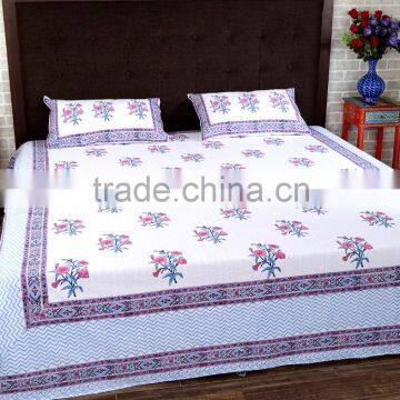 Bed Sheet Cotton Fabric Bedding Set Hand Made Printed Hand Work