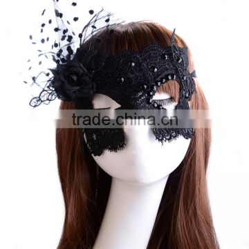 MYLOVE black masquerade ball mask with rose rhinestone handmade accessory ML5047