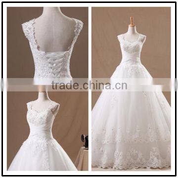 Spaghetti Straps A Line Organza Real Picture Custom Made Long Formal Bridal Design Robe De Mariee HS277 white lace wedding dress