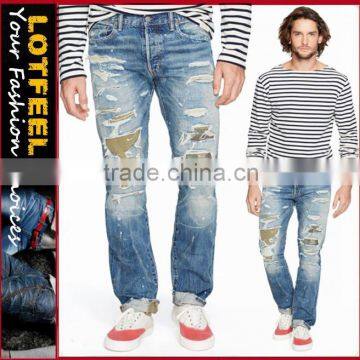 Biker Jeans Blue Denim jeans pantalon (LOTK001)